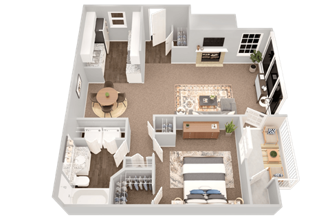 Floor plan for 1 bed, 1 bath, 806 sqft
